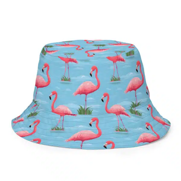 Camargue Carnival: Flamingo and Bull - Reversible bucket hat