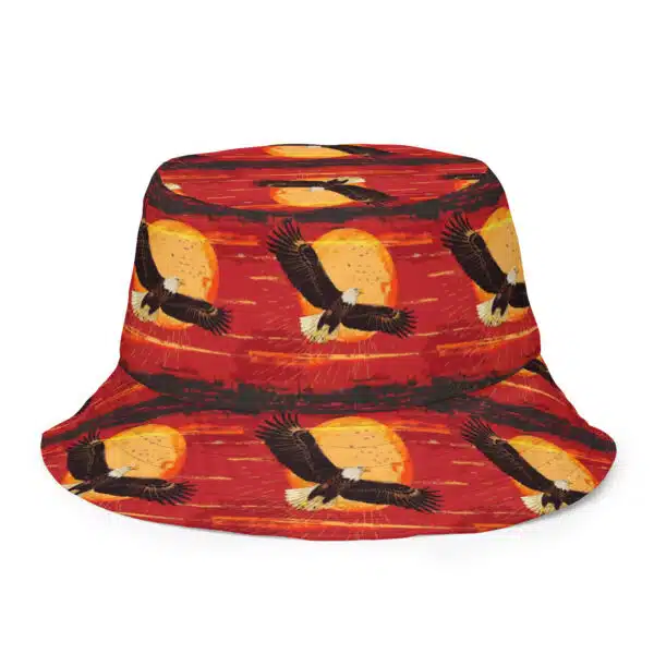 Spirit of the Wild: Eagle and Wolf Reversible bucket hat
